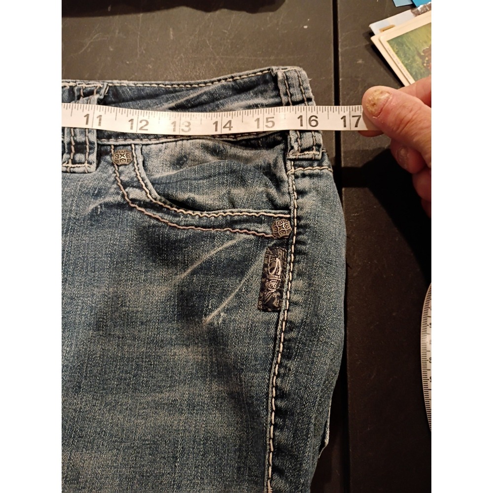 Silver Jeans Suki Womens 31x31 Blue Mid Rise Boot Stretch Fluid Denim False Flap - Picture 8 of 9